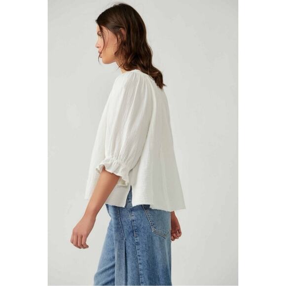 Free People Bohemian Gauze Lucy Solid Swing Top in White Size XL Cottage - Picture 7 of 16